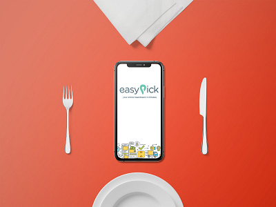 easypick art branding delivery app design flat food icon illustration logo typography ui vector