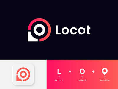 Location - App Logo 2d abstract app branding concept creative geometry icon illustration l letter logo location logo logo design logotype map minimalism o pin trip