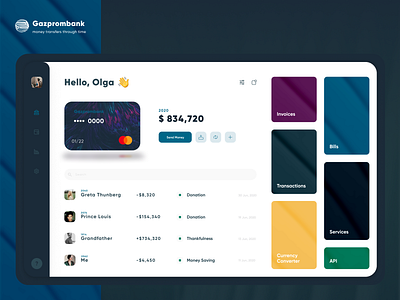 Gazprombank – Money transfers through time bank bank app bank card banking creditcard dashboad dashboard ui design desk desktop gazprom bank money payment sberbank send money startup transfer ui ux webdesign