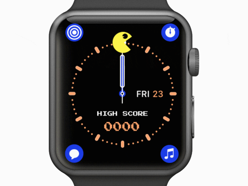 Om Nom Nom Ghost Watch animation apple design apple watch arcade blinky clyde dots fruit ghost inky maze motion design pac man pinky puck man time ui video game watch where is mrs pac man