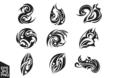 Tribal tatto vector set black design illustration ornament studio tattoo tattoo design tribal vector