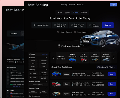 Fast Booking Website UI Design animation booking ui booking web booking website car rent car rental flight flight booking rent a car responsive ticket ui design web ui