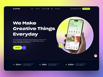 Upper Design Agency Landing Page Design | Figma | UI/UX | dark landing pagel dark mode dark mode landing page dark mode website dark website developer website dimension gradient colors landing landing page landing page design landing page ui saas saas landing page ux ui warm gradient