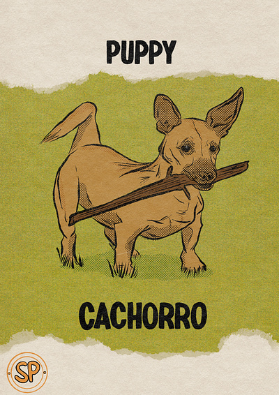 Cachorrito dog illustration midcentury