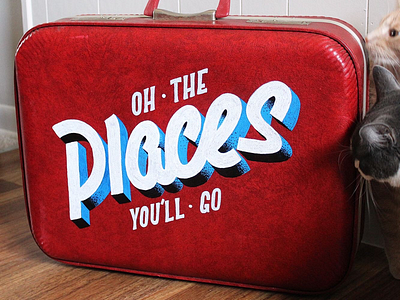 Oh the Places Luggage hand drawn hand lettering handmade lettering luggage paint markers