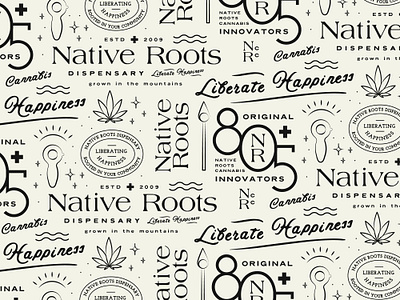 Native Roots Cannabis Branding Wallpaper Pattern branding cannabis cannabis branding cannabis logo hand lettering illustration lettering logo logotype marijuana native pattern roots texture typography visual identity wallpaper weed weed branding weed logo