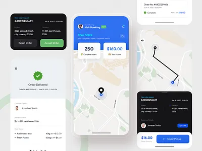 Delivery Boy UI accept app design blue colorful delivery app deliveryboy design dribbble best shot light location location app order pickup uidesign uiux design