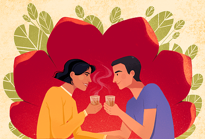 Chai Date branding colour editorial illustration illustration illustrator indian