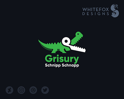 Grisury Schnipp Schnapp Logo branding crocodile cute design logo nature scissors vector wild