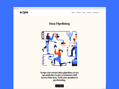 Data Pipelining 2d character branding converting design digital flat illustration information information design minimal people pipe set simple teamwork using vector website