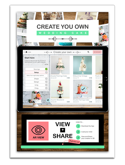 Design an upselling mechanic for wedding cakes add ons augmented reality bundles competitive analysis cta ipad personalization uidesign uxdesign