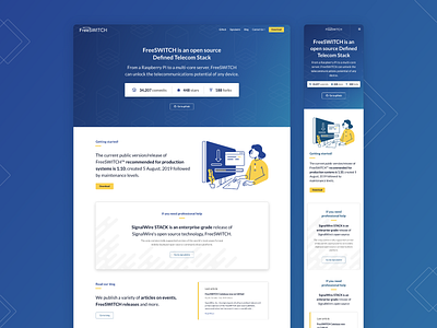 FreeSWITCH / Landing page desktop landingpage mobile telecom ui design