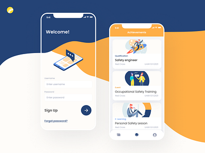 Online training platform design android app app clean ui dark blue design interface ios app design mobile mobile application orange quick simple ui user friendly user interface ux uxui white