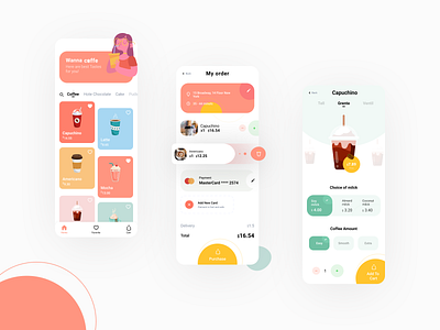 Sweets Ordering App UI app cack cart coffee design illustration minimal order sweet typography ui ux