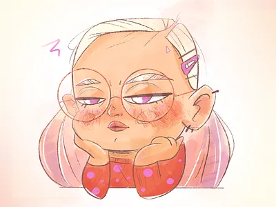 Face of 2020 character chill drawing flat freehand girl glasses illustration nerd portrait procreate raster texture ui ux vector woman