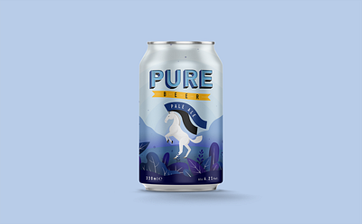 Pure Beer Branding beer beer can illustration logo logotype packaging typography unicorn