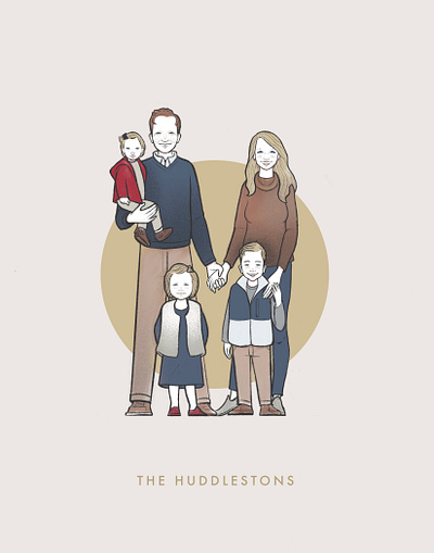 Huddleston Family Portrait caricature commission dad drawing faces family portrait illustration ipadpro kids kids illustration mom portrait procreate sketch