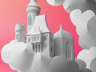 Fantasyland castle digital editorial fairy tale fantasy folioart illustration magazine cover ollanski paper craft