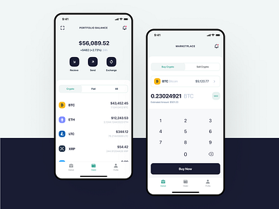 Crypto Wallet app app design application design clean concept design crypto currency crypto exchange crypto wallet cryptocurrency design light simple ui ux wallet wallet app