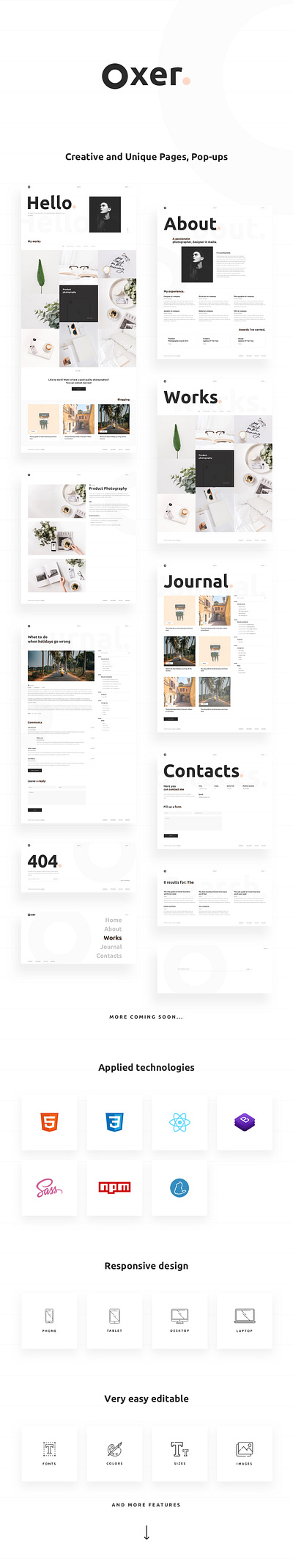 Oxer - Minimal Portfolio React JS Template agency blog business clean creative free free figma free sketch freelancer html5 minimal modern multipurpose personal portfolio photography portfolio reactjs sass ui