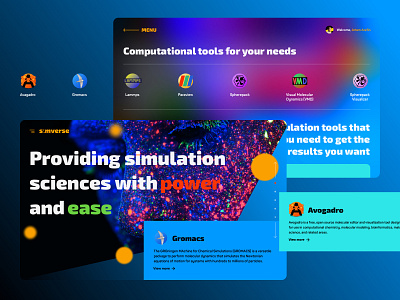 «Simverse». Cloud-based platform for modeling and simulation application biotech blue cloud dynamics ease modeling molecular motion power science simulation simverse tools uidesign uxdesign visual webapp webdesign website