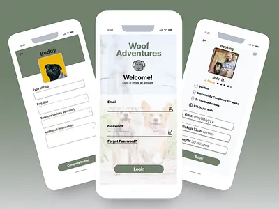 Woof Adventures app design ui ux