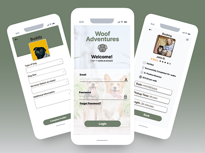 Woof Adventures app design ui ux