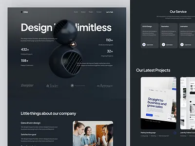 DNA Design Agency Website agency branding company dark design figma landing landing page layout outstanding profile typography ui ux web web design website