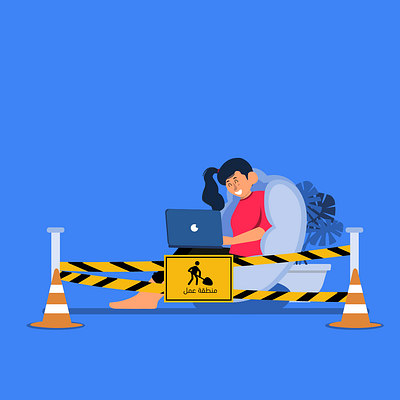 caution ⚠ working area animation art character color design drawing flat illustration illustrator vector