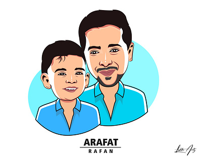 Father & Son Cartoon Art in Adobe Illustrator CC adobe illustrator cartoon design flat illustration illustration line art minimalist vector vexel art vexelart