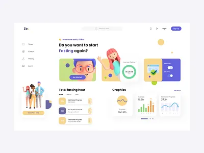 Fasting Landing Page 3d adobexd art board design emoji graphic illustration interface ios landing landing page new ui uiux ux web welcome yellow
