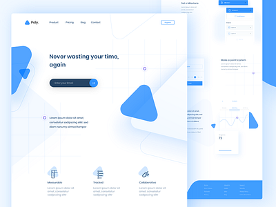 Poly Landing Page blue clean clean ui design gagi landing landing page landing page design landingpage murjikneli ui ux web web design webdesign website website design