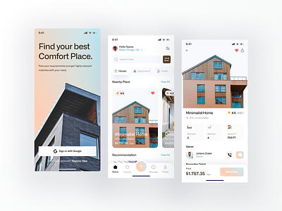 Omah - Real Estate App apartment app design booking clean home hotel ios mobile design place propery real estate travel ui ux