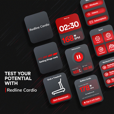 Redline Cardio Fitness Watch App app app ui application application design application ui cardio design fitness fitness app mobile ui ui ux ui design user inteface userinterface ux ux design watch watch app watch design