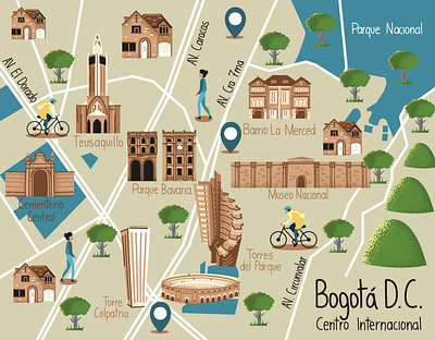 Bogotá Downtown Illustrated Map bogota downtown illustrated map illustration map vector