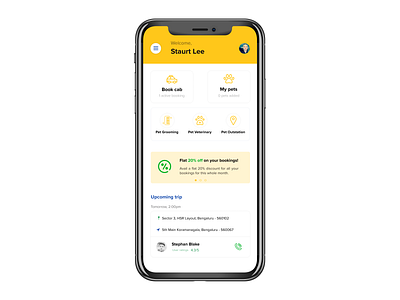 Pet Cab Booking Dashboard cab creative design design mobile ui mobile ux pet pet app pet care ui ux