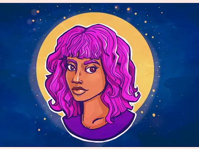 moonlight cartoon character illustration procreate app