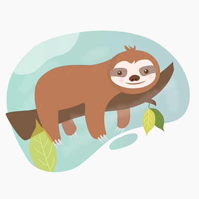 Sloth Illustration branding creativeart design digitalart good morning illustraion illustration illustration art illustrations illustrator imagine lazy leaf logo leaves logo nature art photoshop sleep sloth sloth illustration tree illustration