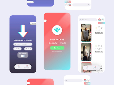 TikTok downloader app concept app art branding design flat icon ios app ios app design logo minimal tiktok ui ux