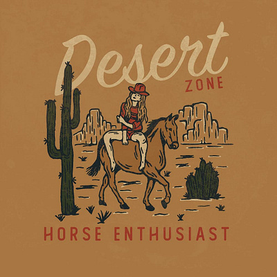 Desert zone apparel artwork badass badge brand branding clothing brand desert design horse illustration teesdesign texture vintage