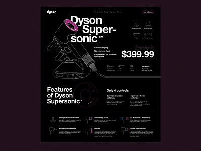 Dyson redesign concept black concept dark design dyson landing ui web