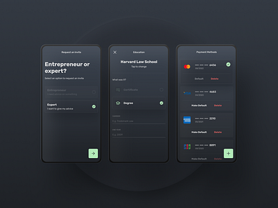 Embark.live - Profile Setup advice app card device entrepreneur expert marketplace mobile mockup onboarding payment rubik setup subscription ui ux