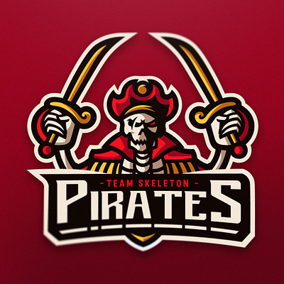 📝 treasure-seeking skeleton pirates ✏️ branding design esports esportslogo gaming illustration logo logo design mascot logo pirate pirates skeleton skeletons skull skulls sword swords vector