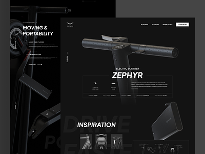 Zephyr Landing Page Design Concept bike charging concept design electric electric bike electric scooter electric vehicle ev interface mobility moving rechargeable scooter ride scooter scooty ui visual design ux vehicle website