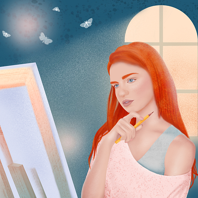 Redhead Artist Girl art artist cute illustration procreate