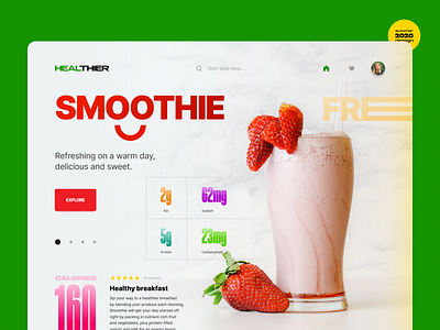 Healthier - Web Design Concept 2020 design ecommerce figma food food and drink health healthcare interface smoothie summer ui ux web