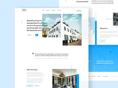 Arena Search - Homepage Design bold brand colour creative design development font imagery property serif sports uk web website