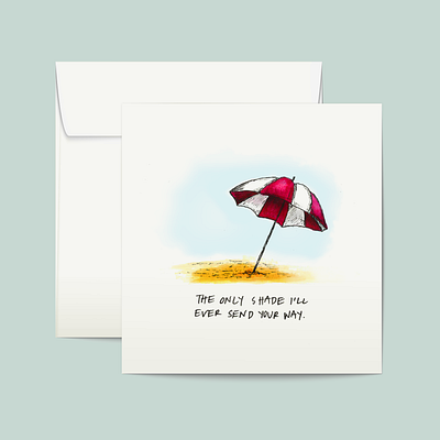 Shady Beach beach design friendship greeting card greetingcard illustration shady umbrella watercolor watercolor illustration