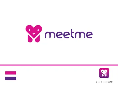 "meetme" logo design branding creative dating app flat icon logo m logo meetme minimal