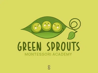 Green Sprouts Logo academy childres design illustration logo mark minimal montessori nursary simple tots